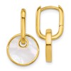 Sterling Silver Gold-plated Polished Mother of Pearl Circle Drop Hinged Hoop Earrings