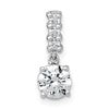 Sterling Silver Rhodium-plated Polished Round CZ Dangling Chain Slide Pendant