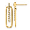 Sterling Silver Gold-tone with White CZ Oblong Dangle Post Earrings