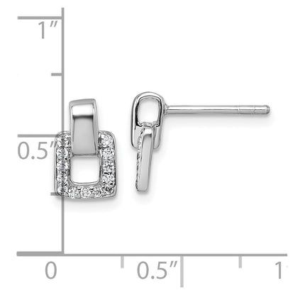 Sterling Silver Rhodium-plated Polished CZ Square Post Earrings