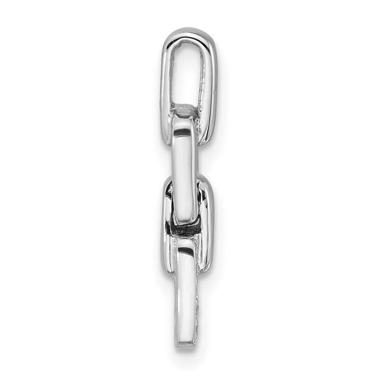 Sterling Silver Rhodium-plated Polished White CZ Double Square Pendant