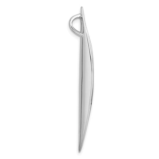 Sterling Silver Rhodium-plated Polished and Brushed Fancy Concave Oval Chain Slide Pendant