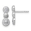 Sterling Silver Rhodium-plated Polished and Satin CZ  3-Circles Post Earrings