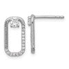 Sterling Silver Rhodium-plated CZ Textured Rectangle Post Earrings