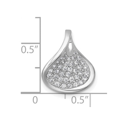 Sterling Silver Rhodium-plated Polished Fancy Curved CZ Pendant
