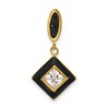 Sterling Silver Gold-plated CZ and Black Enameled Pendant