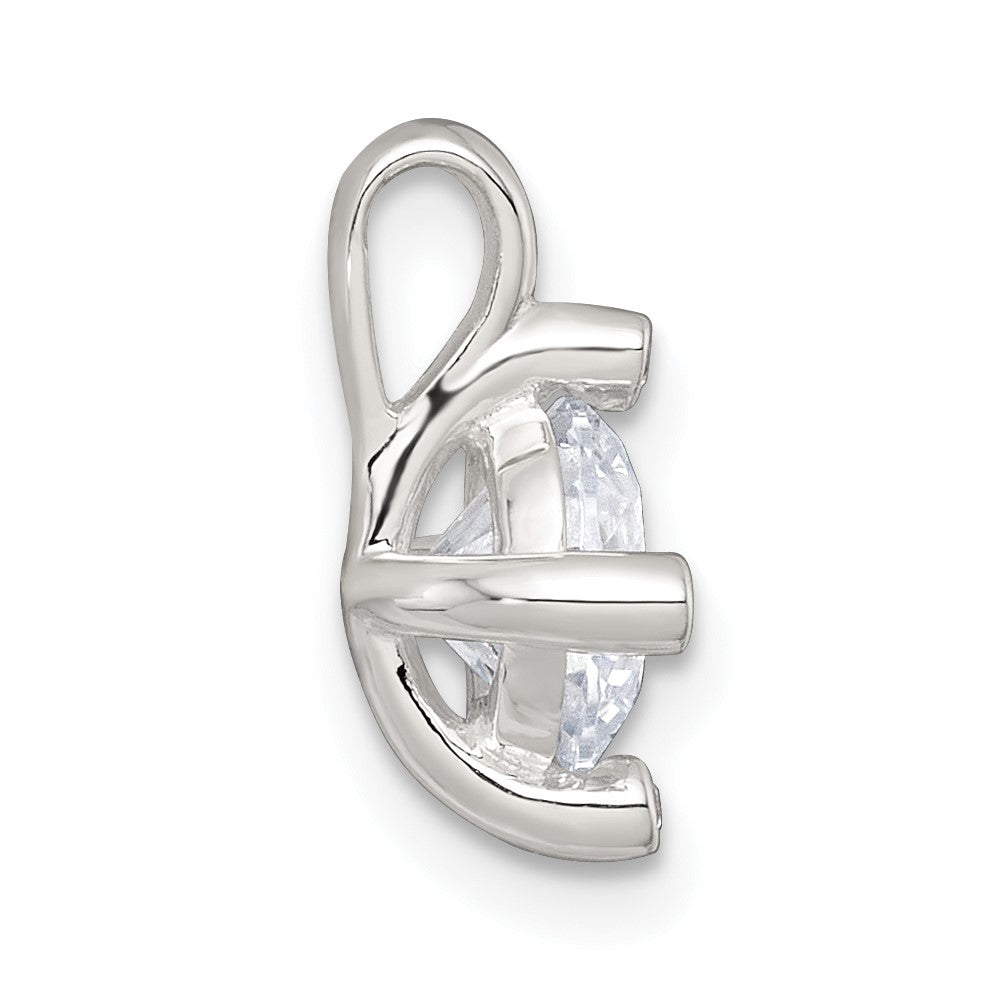 Sterling Silver Polished CZ with 4 CZ Prongs Chain Slide Pendant