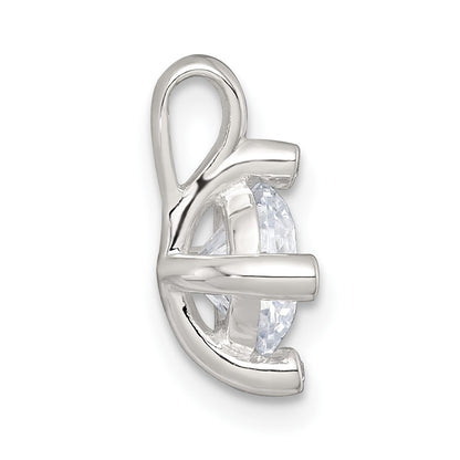 Sterling Silver Polished CZ with 4 CZ Prongs Chain Slide Pendant
