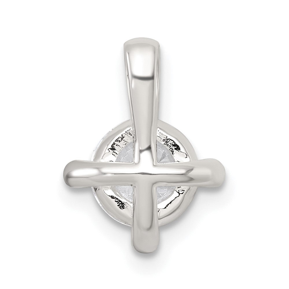 Sterling Silver Polished CZ with 4 CZ Prongs Chain Slide Pendant
