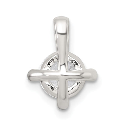 Sterling Silver Polished CZ with 4 CZ Prongs Chain Slide Pendant