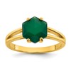 Sterling Silver Gold-tone Polished Hexagon Green Chalcedony Size 8 Ring