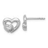 Sterling Silver Rhodium-plated Polished Heart Inside Heart Post Earrings