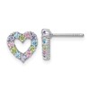 Sterling Silver Rhodium-plated Polished Pastel Blue, Pink, Green and Purple CZ Heart Post Earrings