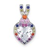 Sterling Silver Rhodium-plated Polished Multi-color Rainbow CZ Heart Halo Chain Slide Pendant