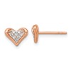 Sterling Silver Rhodium-plated and Rose Gold-plated CZ Heart Post Earrings