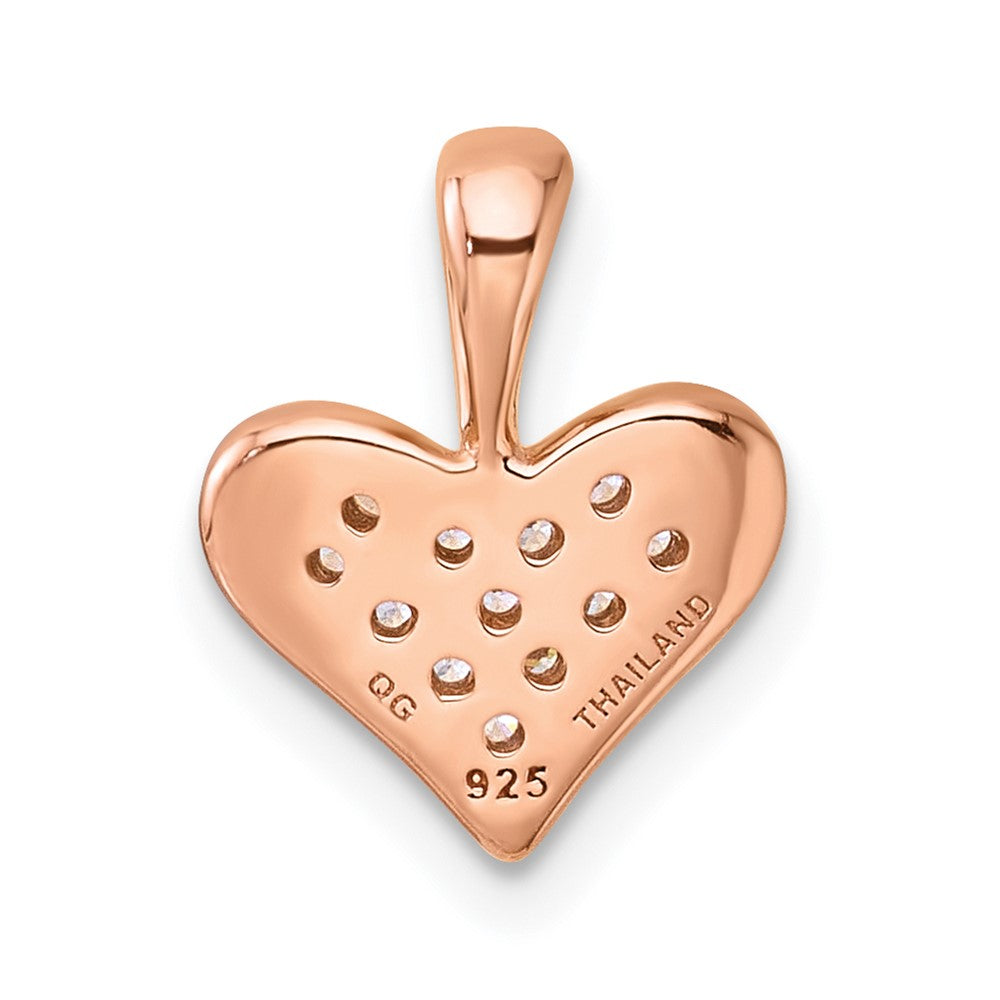 Sterling Silver Rhodium-plated and Rose Gold-plated CZ Heart Pendant