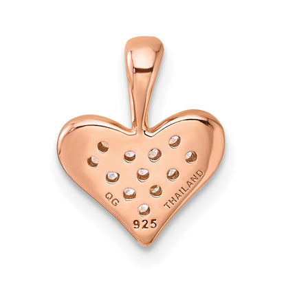Sterling Silver Rhodium-plated and Rose Gold-plated CZ Heart Pendant