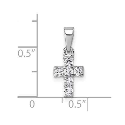 Sterling Silver Rhodium-plated Polished White CZ Cross Pendant