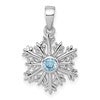 Sterling Silver Rhodium-plated Polished Blue CZ Snowflake Pendant