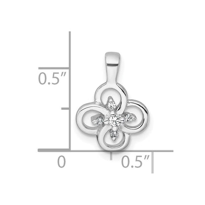 Sterling Silver Rhodium-plated Polished Fancy Flower CZ Pendant