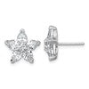 Sterling Silver Rhodium-plated Polished Round and Pear CZ Flower Post Earrings