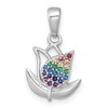 Sterling Silver Rhodium-plated Polished Rainbow Nano Crystals Tulip Pendant