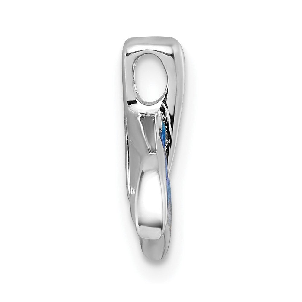 Sterling Silver Rhodium-plated Polished Lab Created Opal Whale Tail Chain Slide Pendant