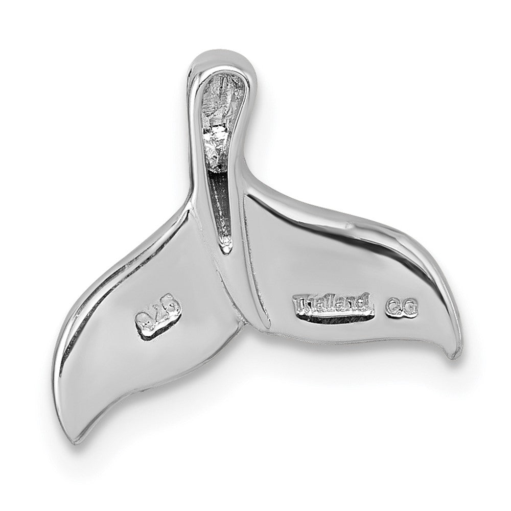 Sterling Silver Rhodium-plated Polished Lab Created Opal Whale Tail Chain Slide Pendant