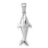 Sterling Silver Rhodium-plated Polished Shark Pendant