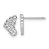 Sterling Silver Rhodium-plated Polished CZ Footprints Post Earrings