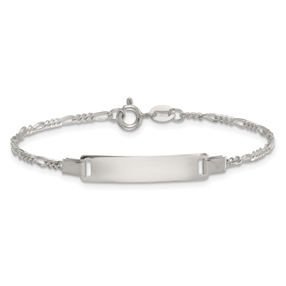 Sterling Silver Polished Figaro Link Childrens 5.5 inch with 1 inch Extension ID Bracelet