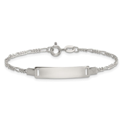 Sterling Silver Polished Figaro Link Childrens 5.5 inch with 1 inch Extension ID Bracelet
