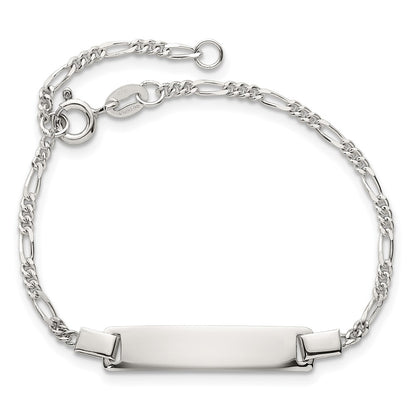 Sterling Silver Polished Figaro Link Childrens 5.5 inch with 1 inch Extension ID Bracelet