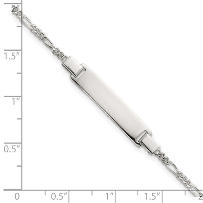 Sterling Silver Polished Figaro Link Childrens 5.5 inch with 1 inch Extension ID Bracelet