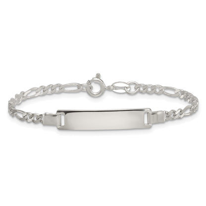 Sterling Silver Polished Figaro Link Childrens 6 Inch ID Bracelet