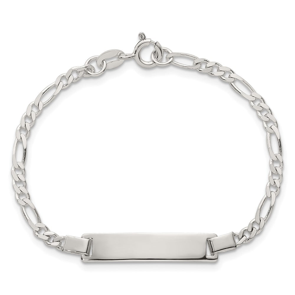Sterling Silver Polished Figaro Link Childrens 6 Inch ID Bracelet