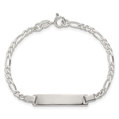 Sterling Silver Polished Figaro Link Childrens 6 Inch ID Bracelet
