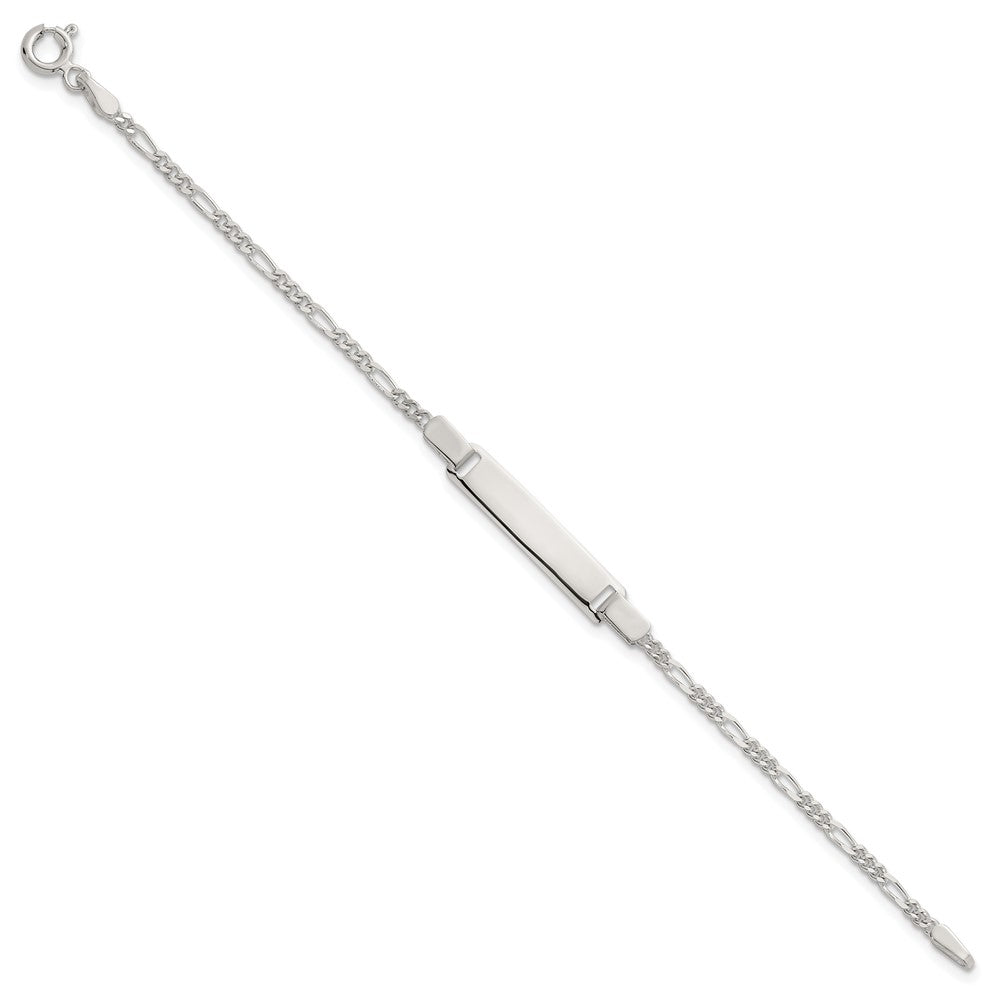 Sterling Silver Polished Figaro Link Childrens 6 Inch ID Bracelet