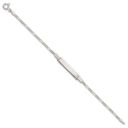 Sterling Silver Polished Figaro Link Childrens 6 Inch ID Bracelet
