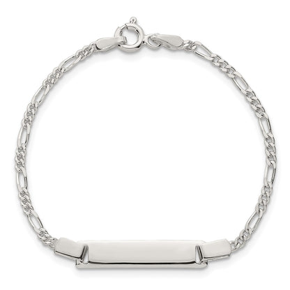 Sterling Silver Polished Figaro Link Childrens 6 Inch ID Bracelet