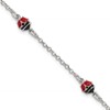 Sterling Silver Polished Red and Black Enameled Ladybugs 6 inch with 1 inch extension Childrens Bracelet