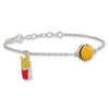 Sterling Silver Enameled Burger and Fries w/ 1in Ext Children's Bracelet
