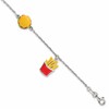 Sterling Silver Enameled Burger and Fries w/ 1in Ext Children's Bracelet