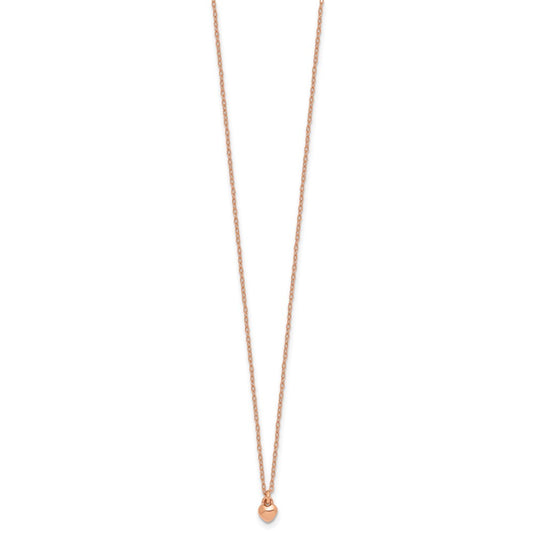 Sterling Silver Rose Gold-plated Polished Petite Heart 14 Inch Necklace