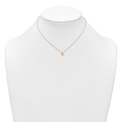 Sterling Silver Rose-tone Polished Heart Childrens 14 inch Necklace