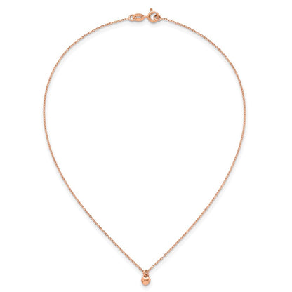 Sterling Silver Rose-tone Polished Heart Childrens 14 inch Necklace
