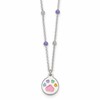 Sterling Silver Polished Beaded Enameled Multi-color Heart Pawprint Childrens 14 inch Necklace