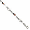 Sterling Silver Polished and Beaded Garnet and Spinel Fancy Link 7.5 inch Bracelet