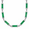 Sterling Silver Rhodium-plated Polished Jade Bars 16.75 Inch with 0.5 Inch Extension Necklace