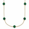 Sterling Silver Gold-Tone Polished Lab Created Malachite 16 Inch with 2 Inch Extension Necklace